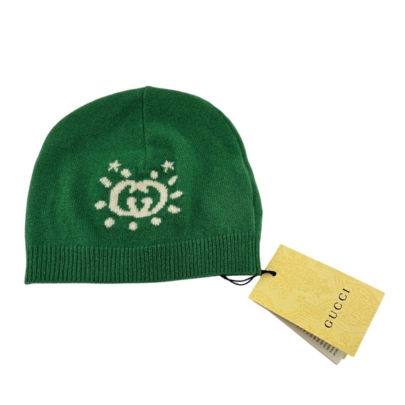 Gucci Other - Gucci Kids Green GG UFO Star Knit Beanie Hat Italy 748423 4K206 3178 Size S